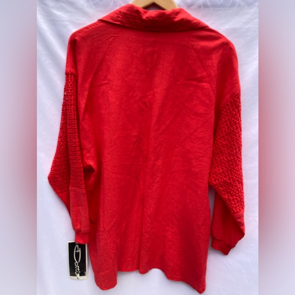 Vintage 1980's Red Over-sized Button Down Shirt, With Tags! Size Large - Picture 7 of 10